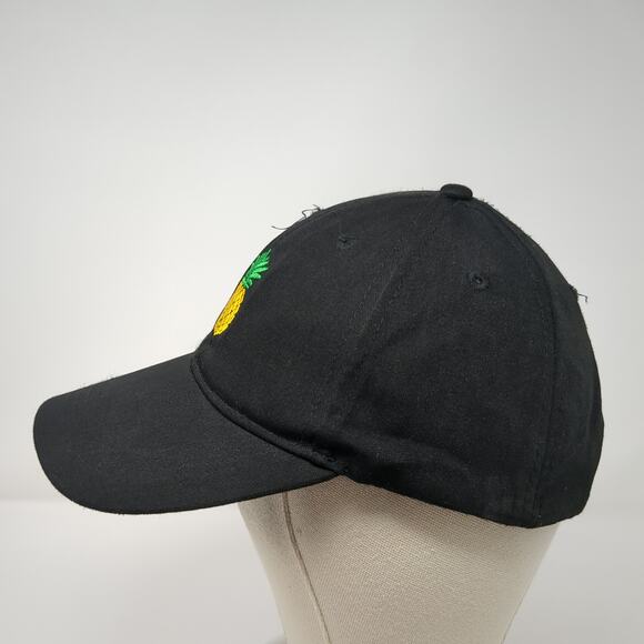 Pineapple Strapback Baseball Cap Black OS Adjustable Embroidered Cruise Club - Picture 3 of 10